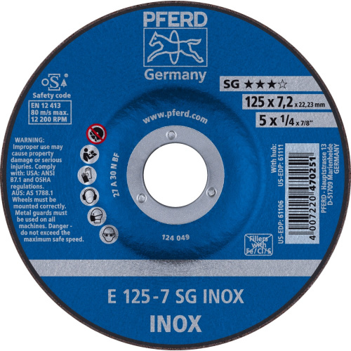 Круг шлифовальный PFERD SG INOX